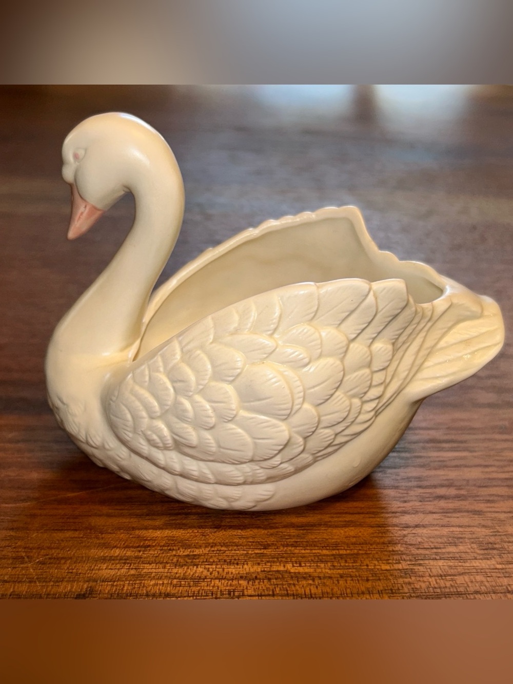 Vtg Fitz & Floyd Ceramic White Swan Candy Dish Candle Holder Planter trinket box